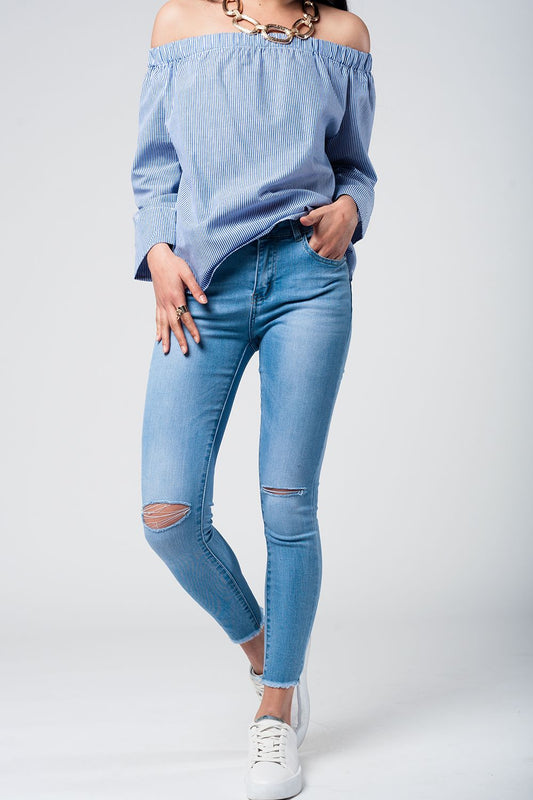 Q2 Jeans Skinny leggeri con strappi