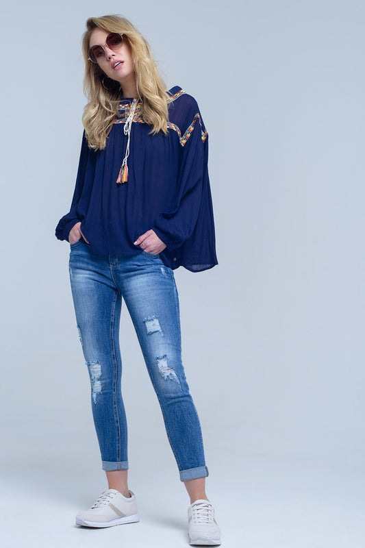 Q2 Jeans skinny strappati e strappati