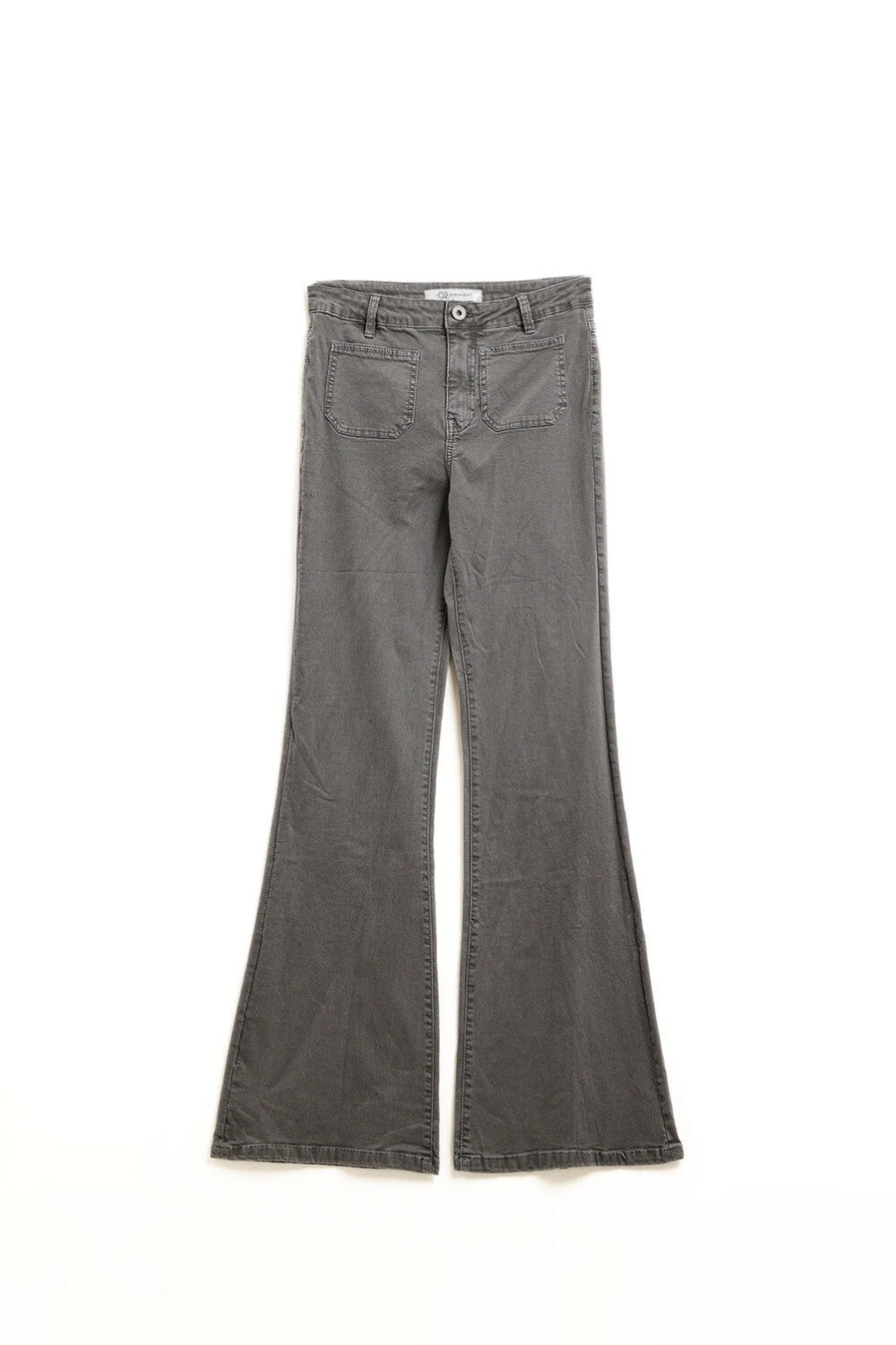 Jeans skinny svasati grigio scuro con dettaglio tasca frontale