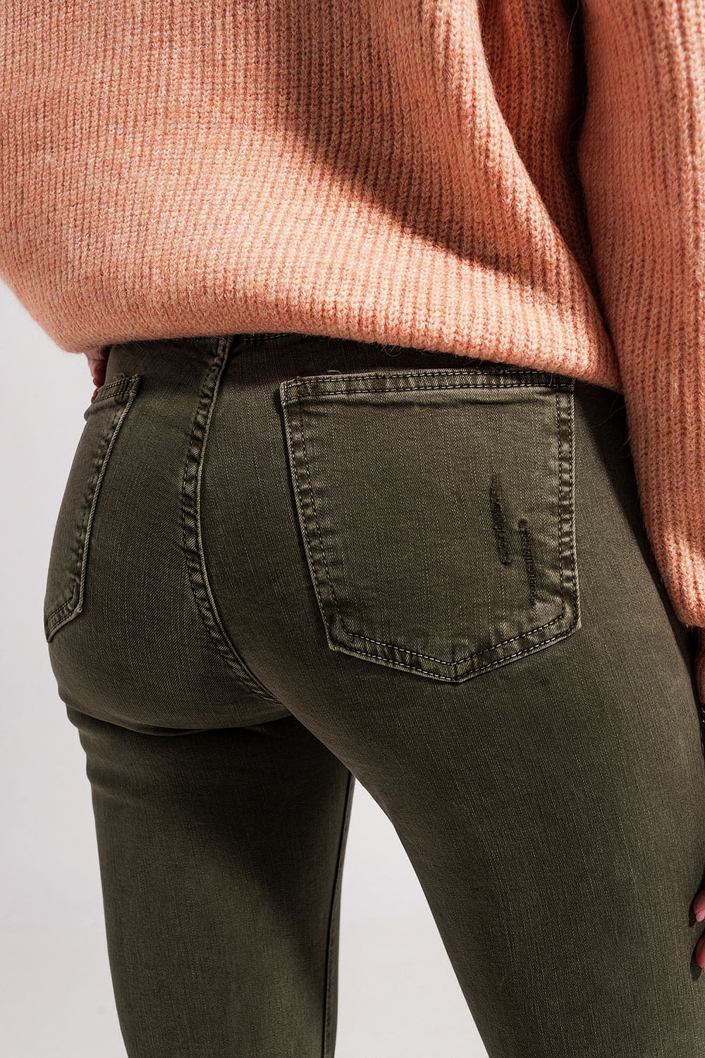 Jeans skinny verdi distressed