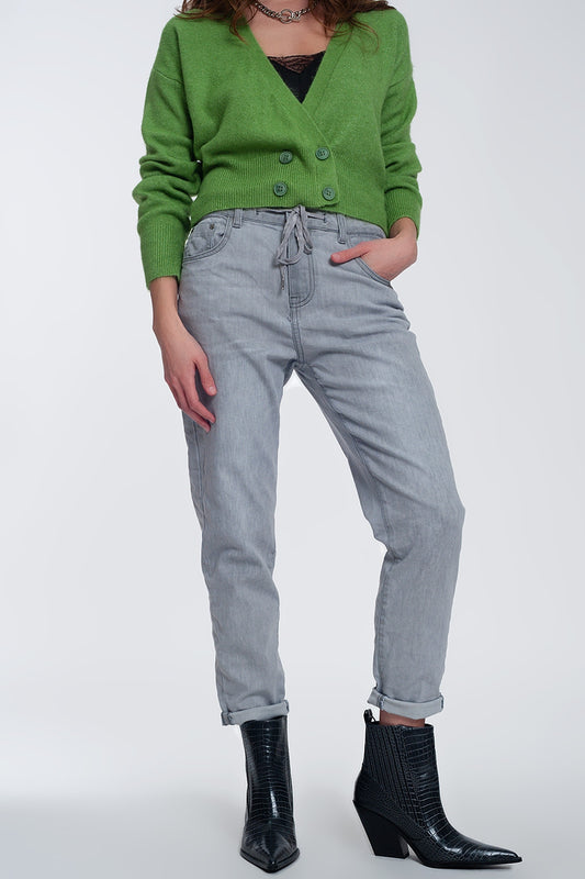 Q2 Jeans stile joggers leggeri lavaggio medio grigio