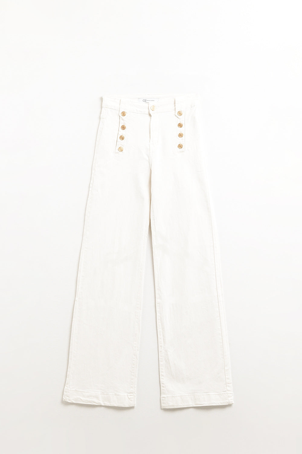 Jeans Straight con bottoni dorati laterali in bianco