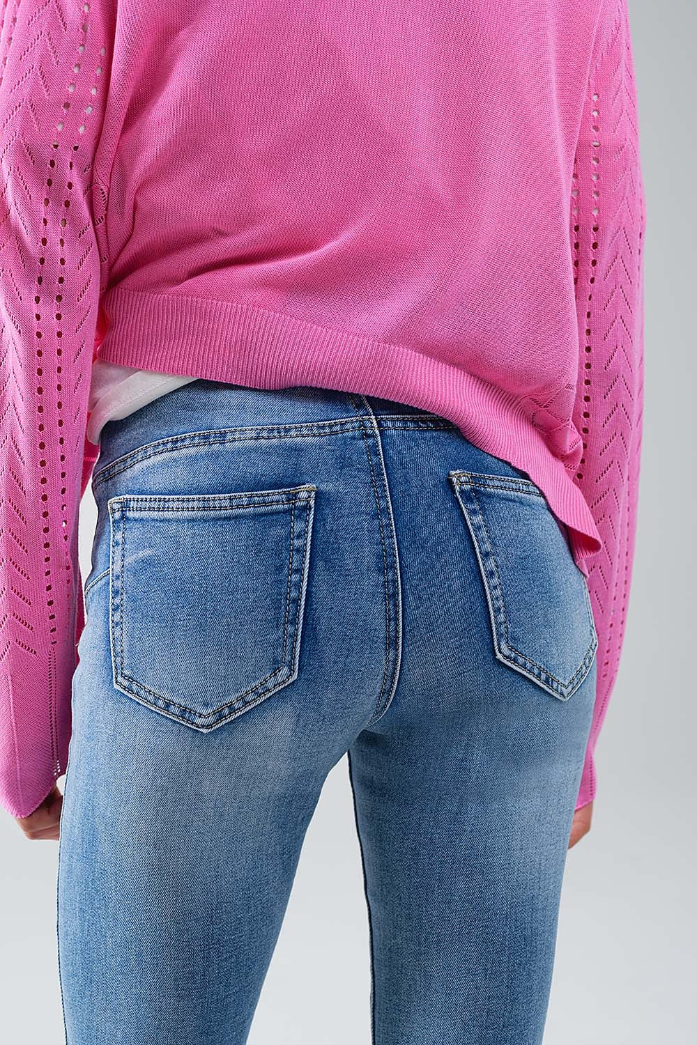 Jeans super skinny a vita alta in blu stonewash vintage