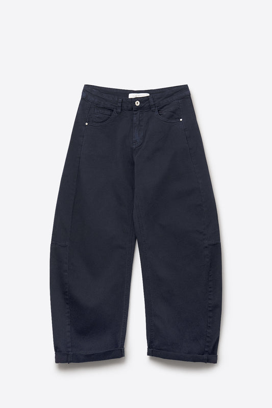 Jeans trendy a palloncino con tasche in stile barile di marina