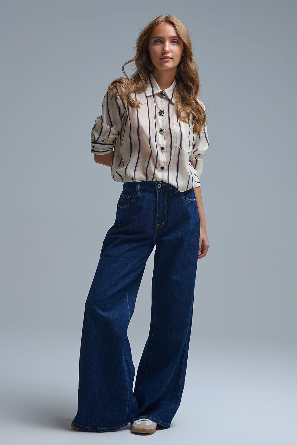 Jeans trendy blu scuro a gamba tesa