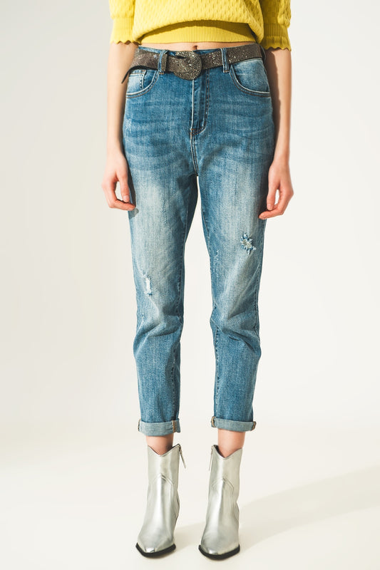 Q2 Jeans used look blu chiaro