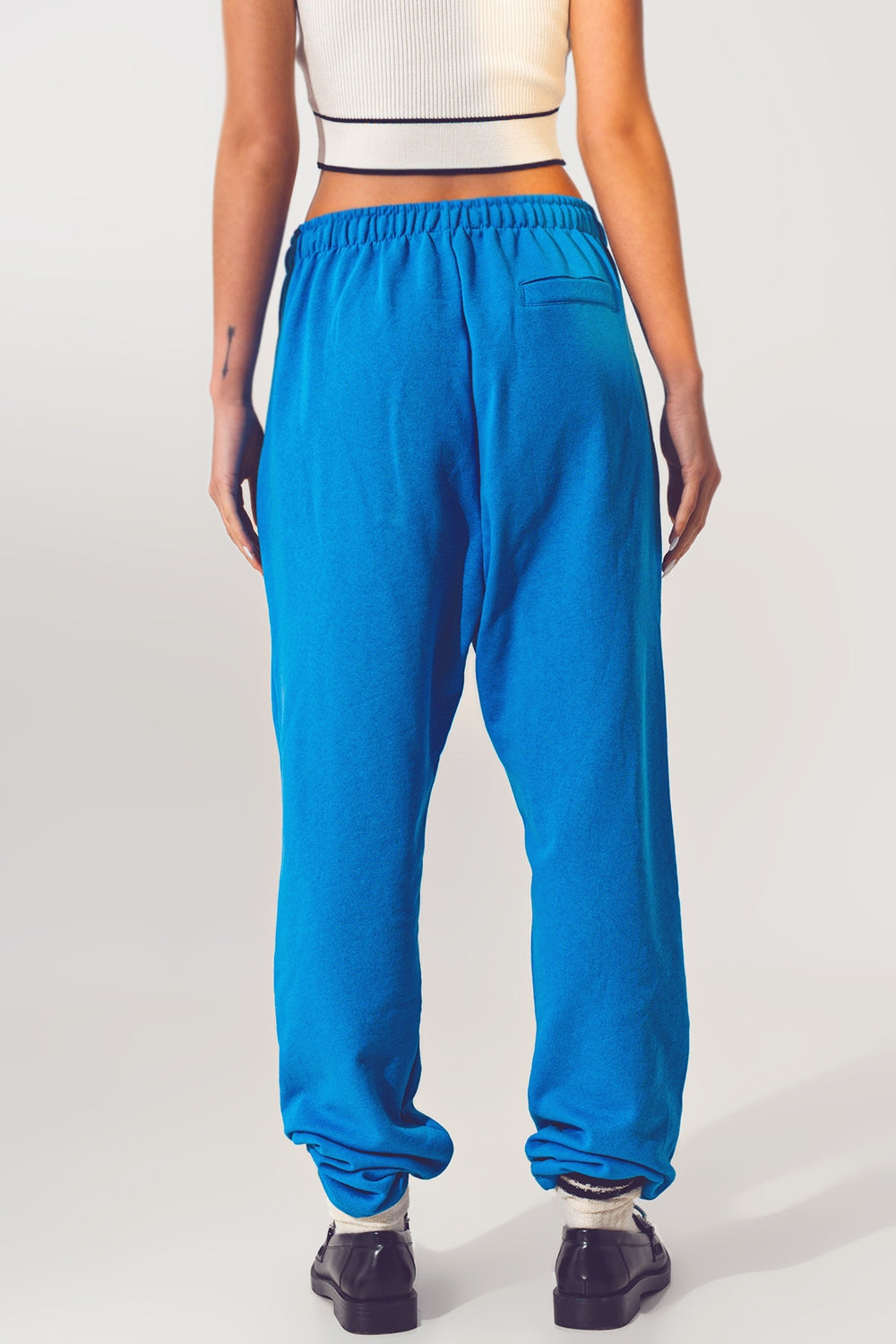 Jogger Oversize con Cravatta in Vita in Blu