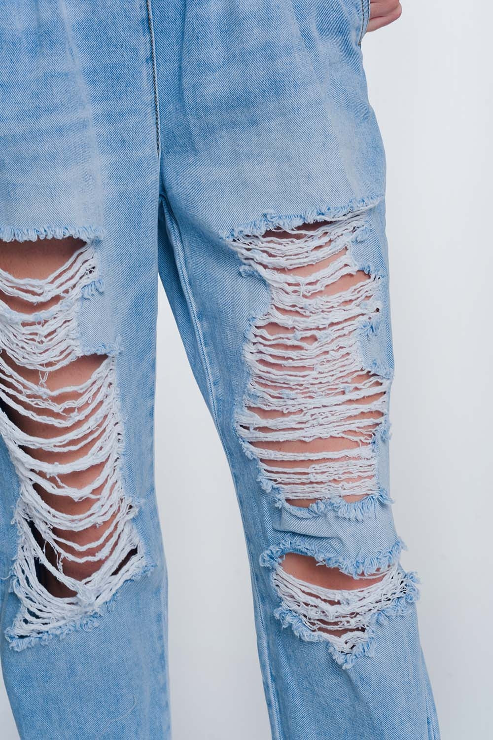 Joggers di jeans strappati  blu lavaggio chiaro