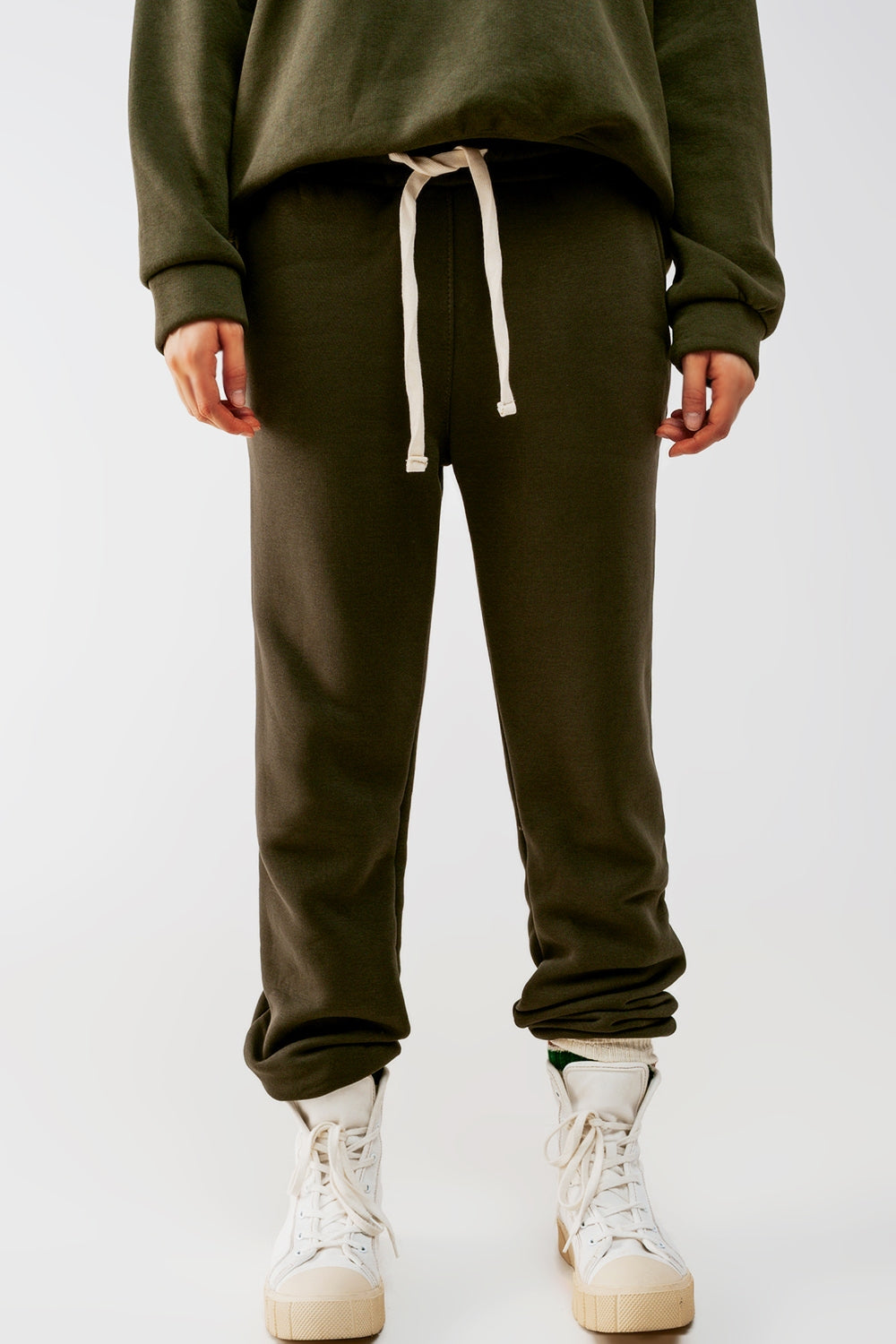 Q2 Joggers in cotone color cachi