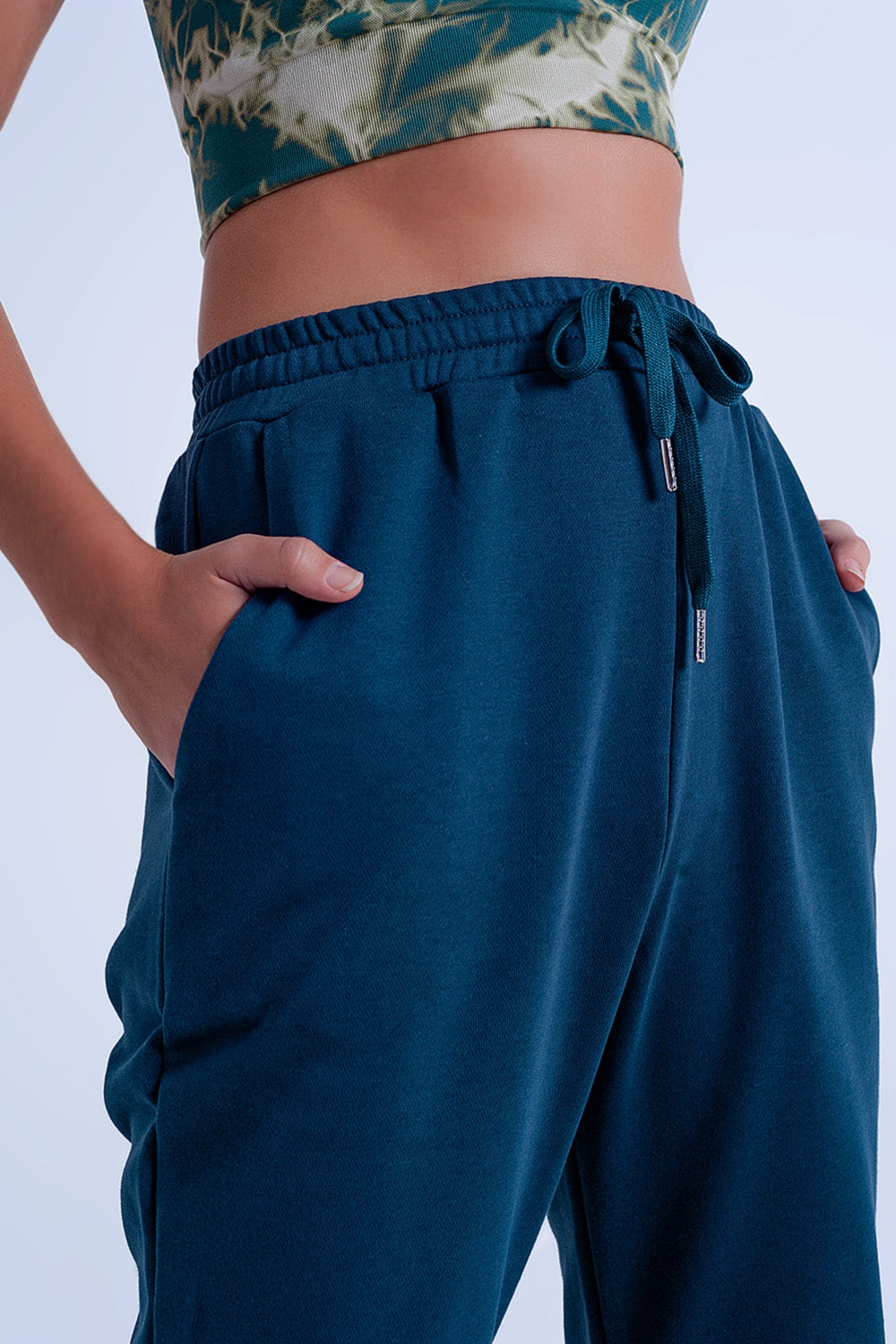 Joggers verde scuro basic allacciati in cotone