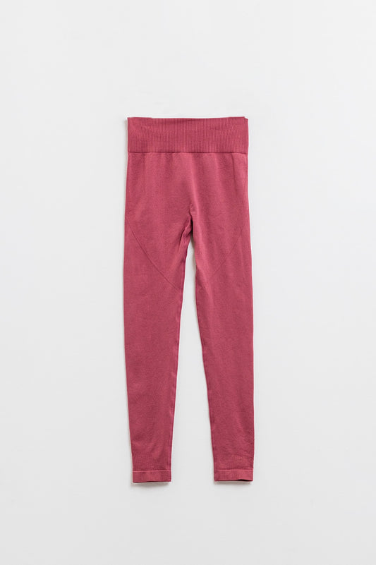 Q2 Leggings a vita alta a coste senza cuciture rosa antico