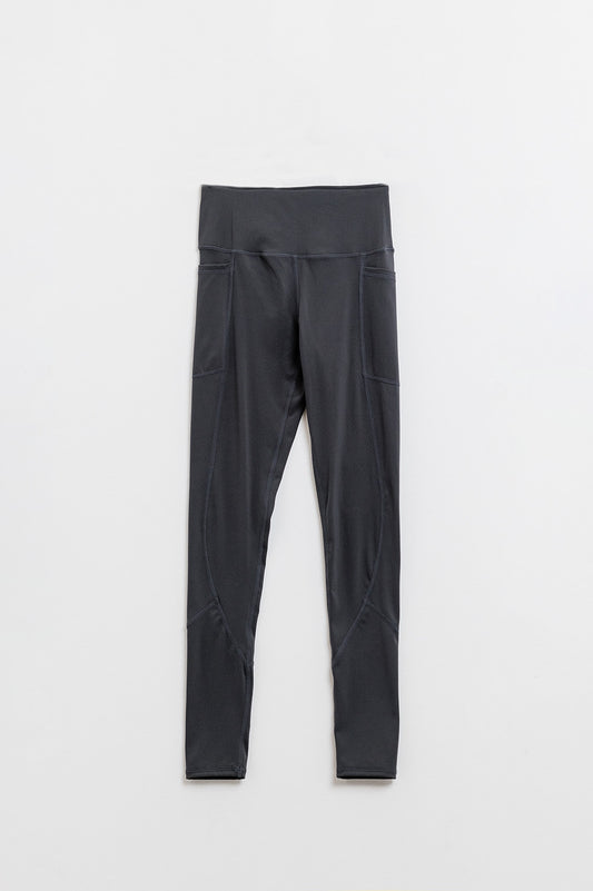 Q2 Leggings a vita alta con tasche laterali in nero