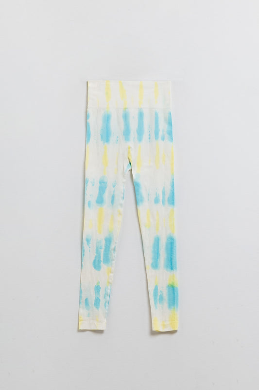 Q2 Leggings bianchi Tie-Dye a coste senza cuciture