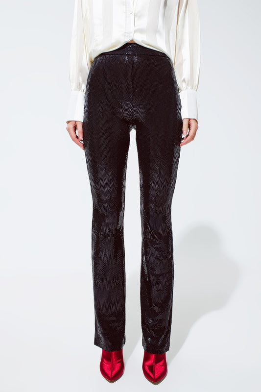 Q2 Leggings con paillettes in nero