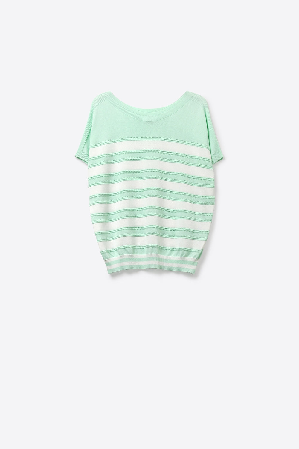 Q2 Maglia a maniche corte a righe verde menta