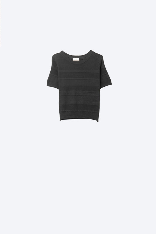 Q2 Maglia a righe testurizzate in nero
