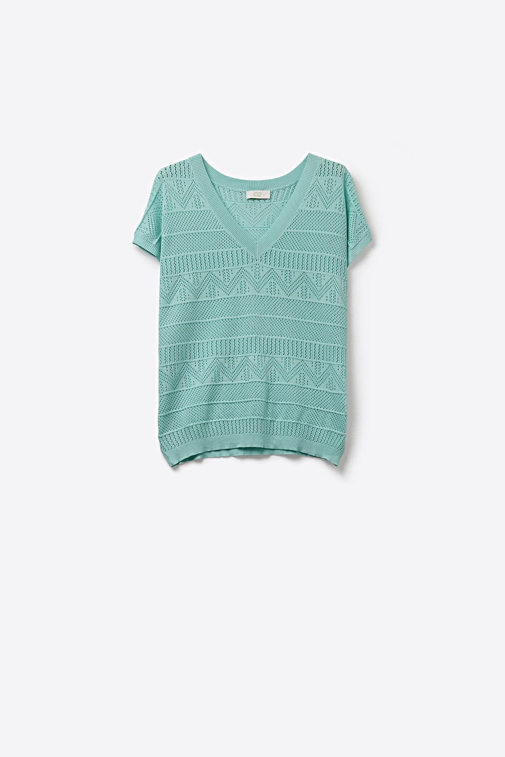 Q2 Maglia azzurra con scollo a V e maniche corte