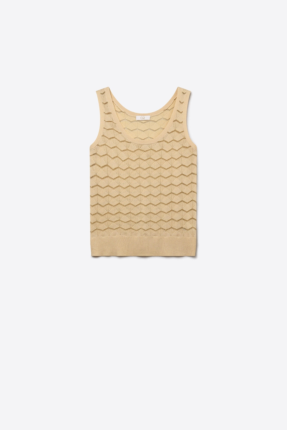 Q2 Maglia Beige Geo Testurizzata Senza Maniche