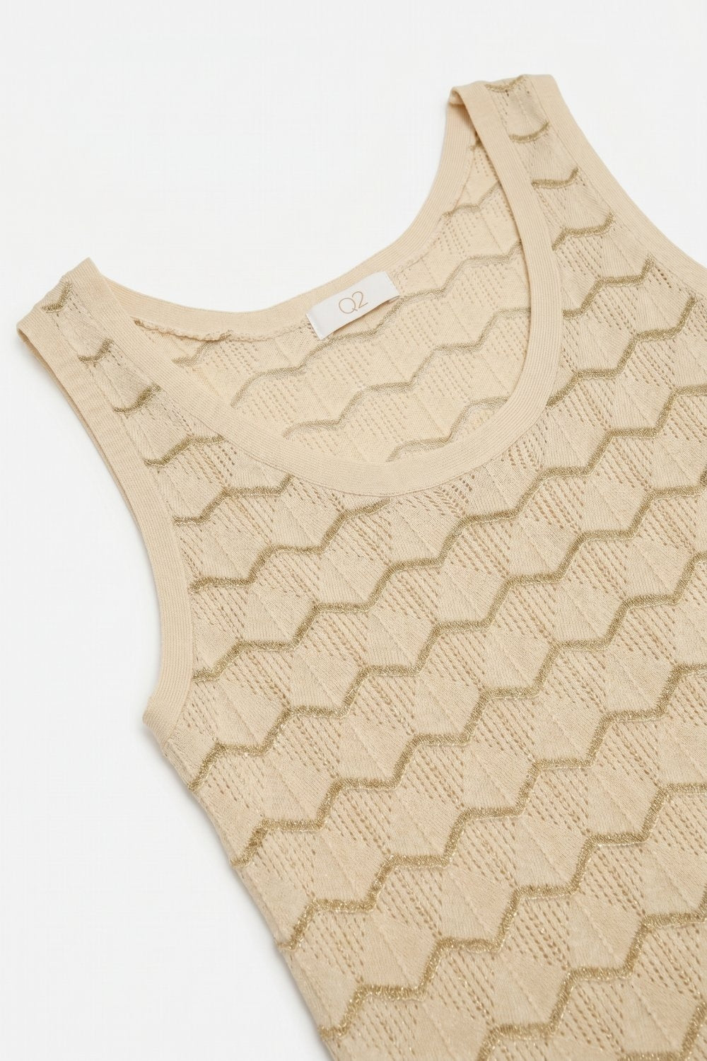 Maglia Beige Geo Testurizzata Senza Maniche
