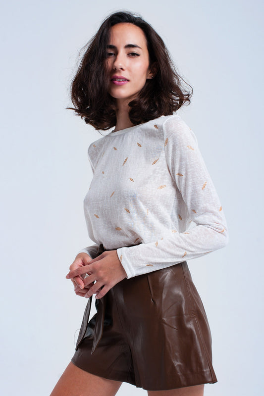 Q2 Maglia crema stampata