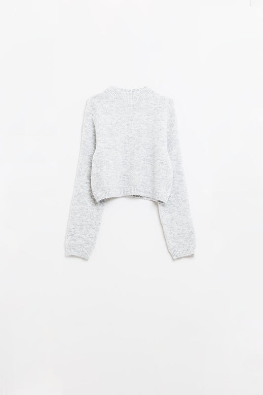 Maglia grigia con maniche lunghe e dettaglio posteriore aperto