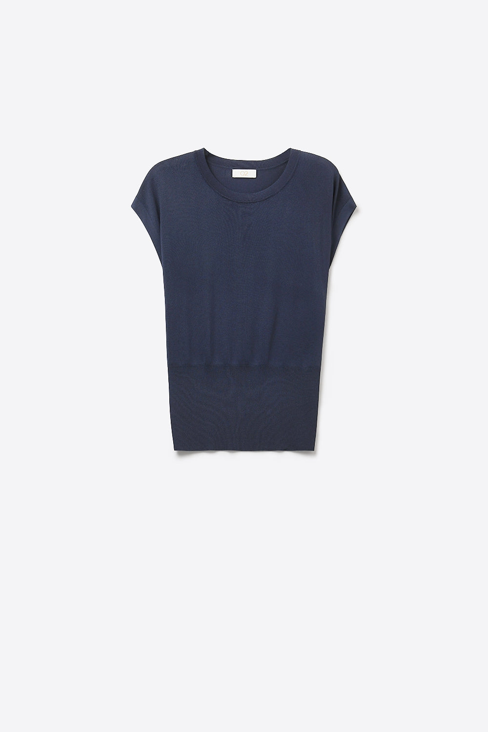 Q2 Maglia leggera in maglia con fascia in vita a coste larghe in blu navy