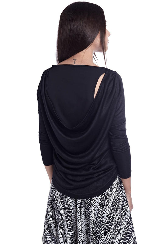 Q2 Maglia nera con retro in chiffon