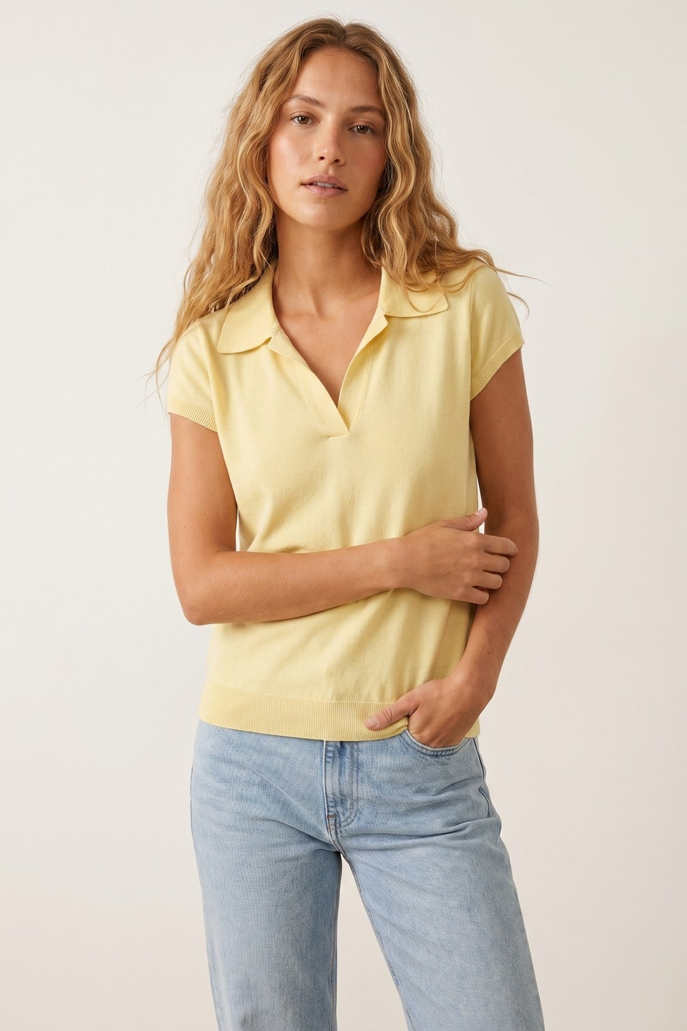 Maglia Polo a Maniche Corte in Giallo