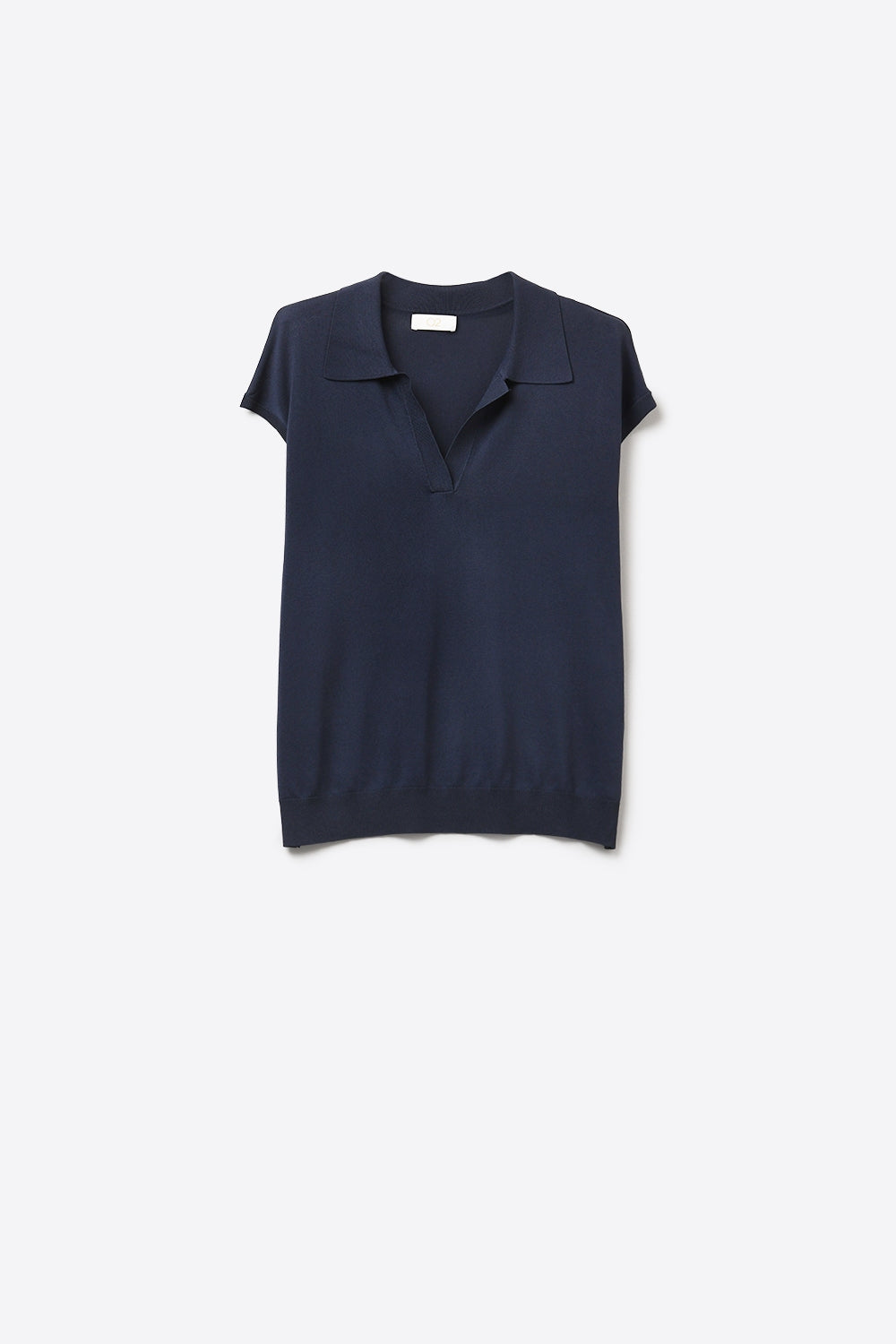 Q2 Maglia Polo a Maniche Corte in Maglia Fine Blu Navy