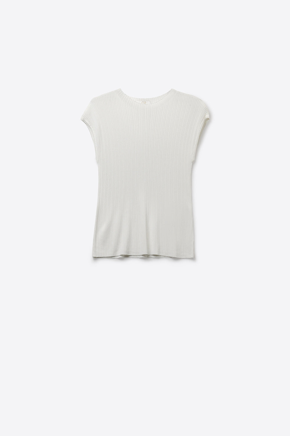 Q2 Maglia smanicata a coste a vestibilitˆ aderente in bianco