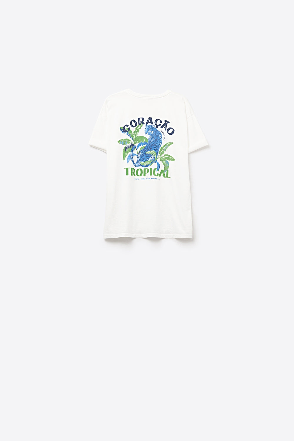 Maglietta bianca made in Italy con stampa grafica tropicale