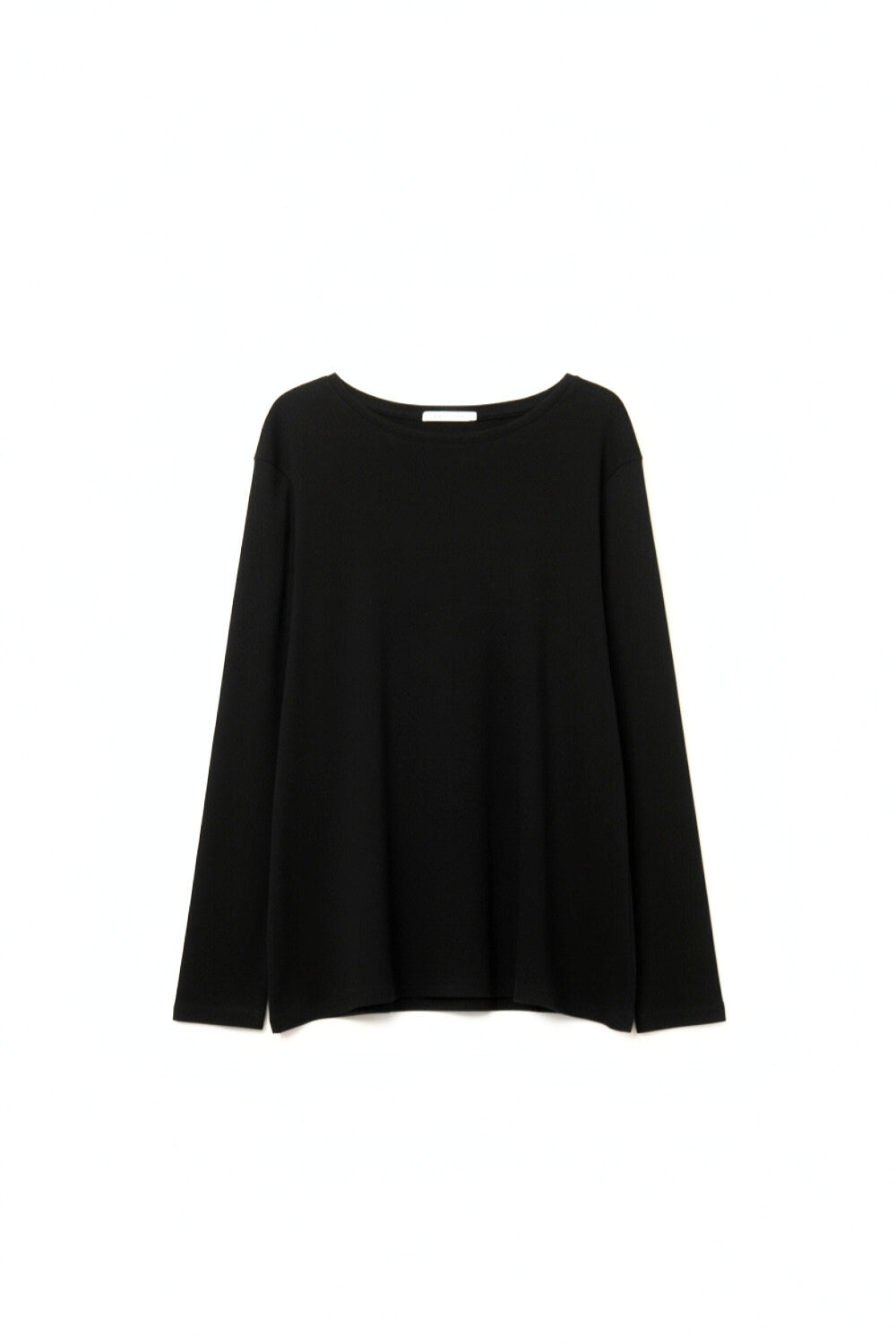 Q2 Maglietta nera a maniche lunghe con ampio girocollo