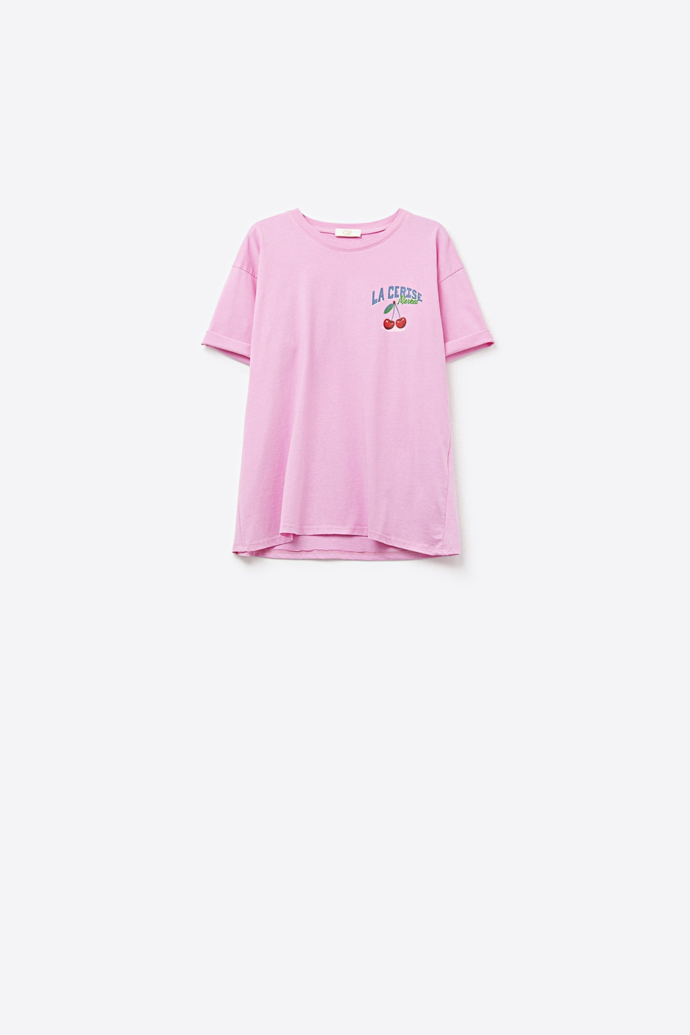 Q2 Maglietta rosa con grafica La Cerise Market Saint-Tropez