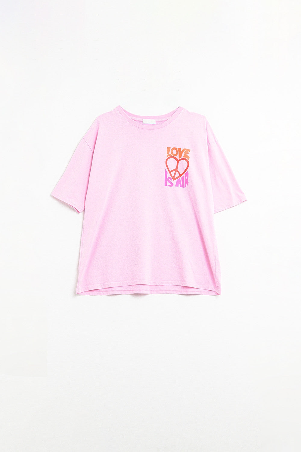 Maglietta rosa con logo Love is Air e Cuore con Pace