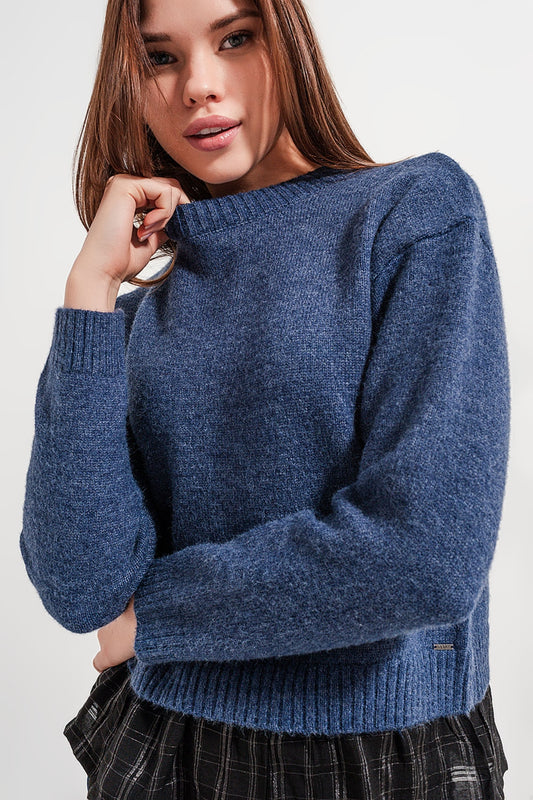Q2 Maglione 2 in 1 con sottocamicia in blu scuro