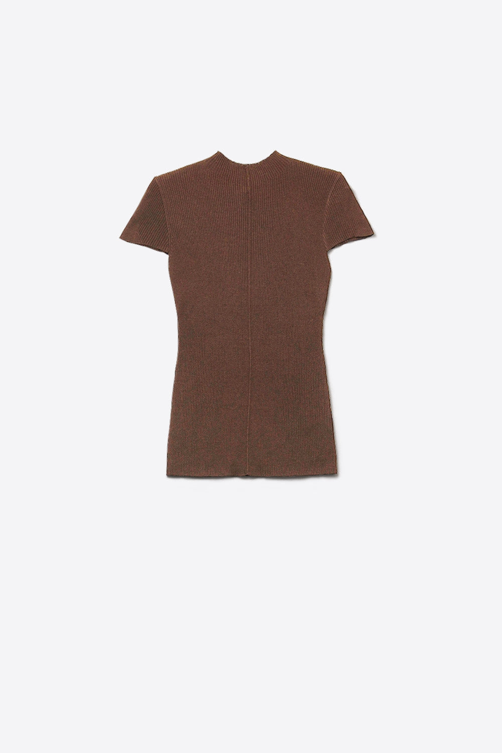 Maglione a costine con peso piuma marrone da rimboccare