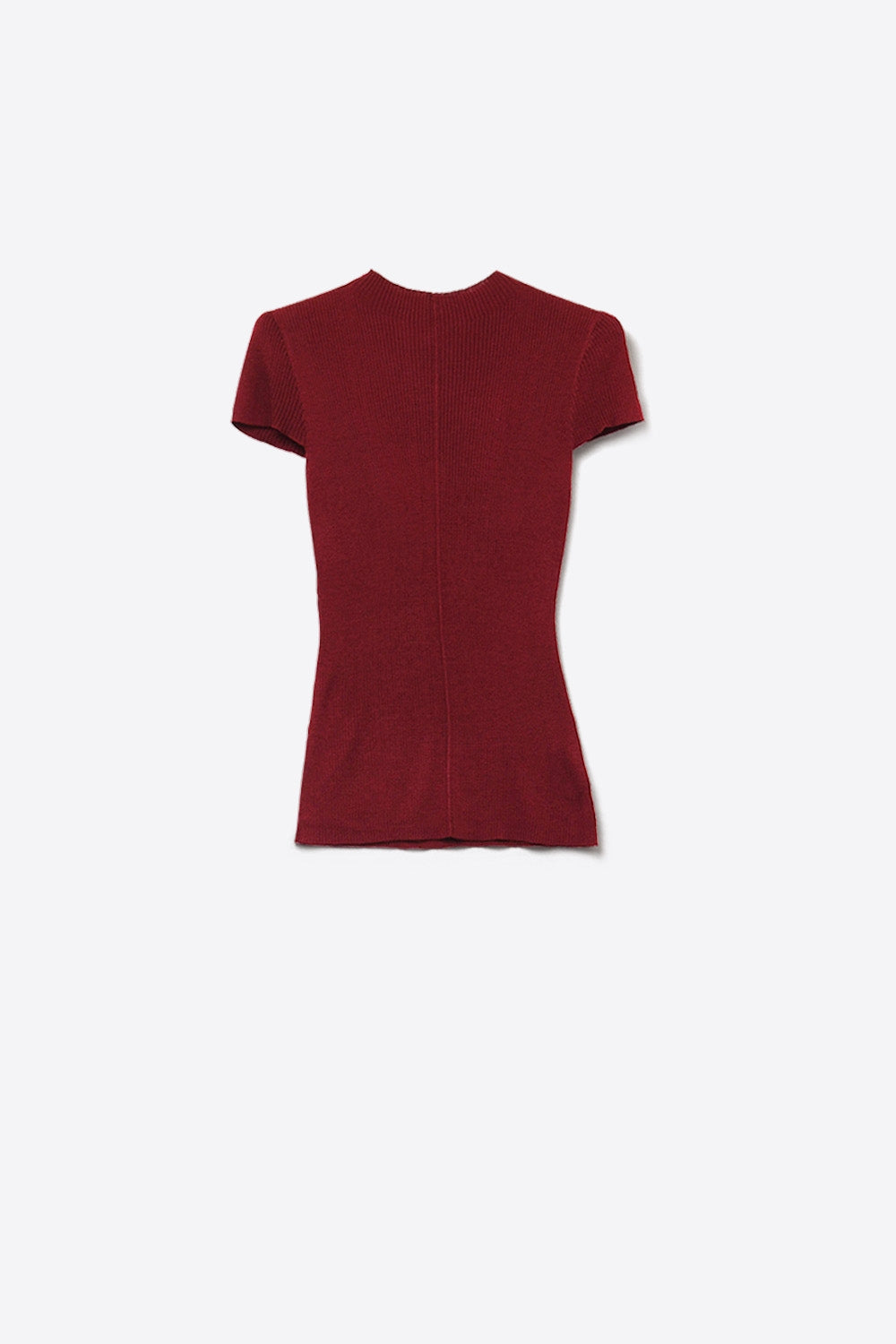 Maglione a costine in borgogna con peso piuma da rimboccare