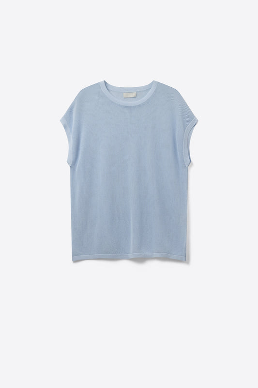 Q2 maglione a maglia a griglia color azzurro