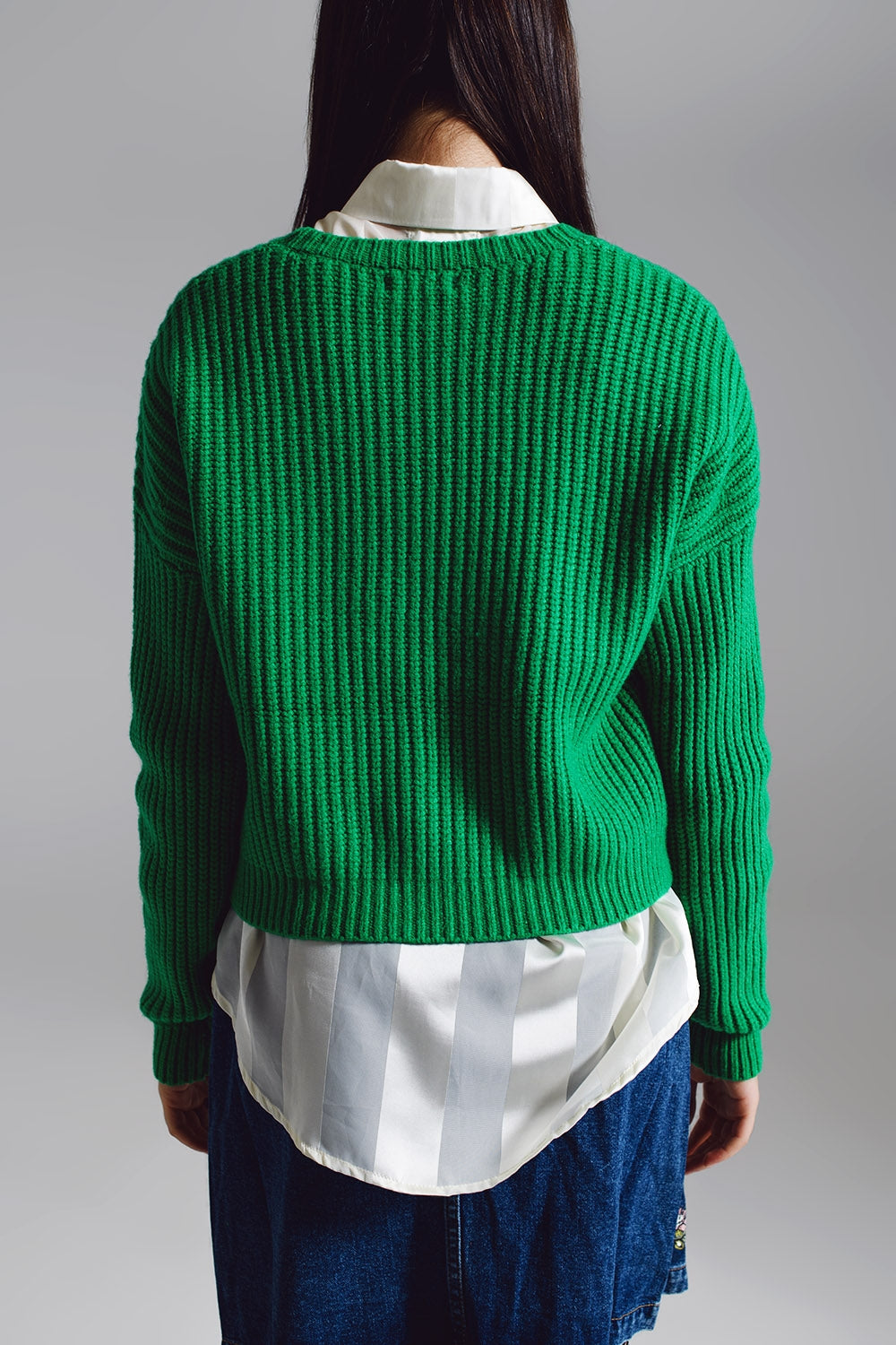 Maglione a maglia affusolata rilassato in verde brillante