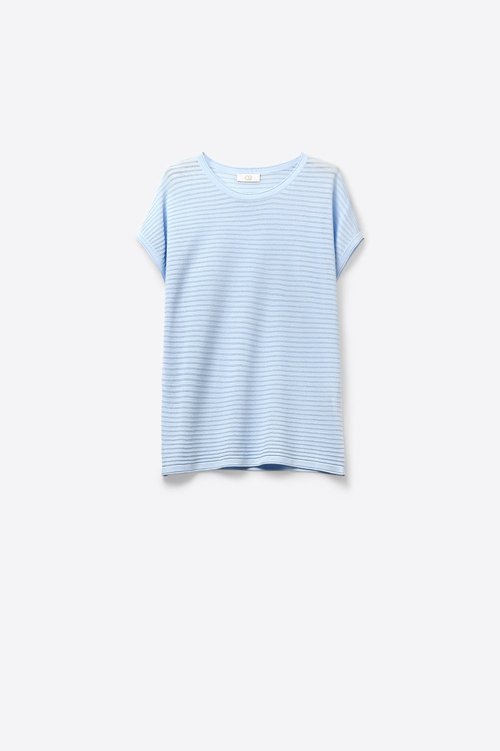 Q2 Maglione a maglia aperta a righe azzurro chiaro con vestibilità rilassata