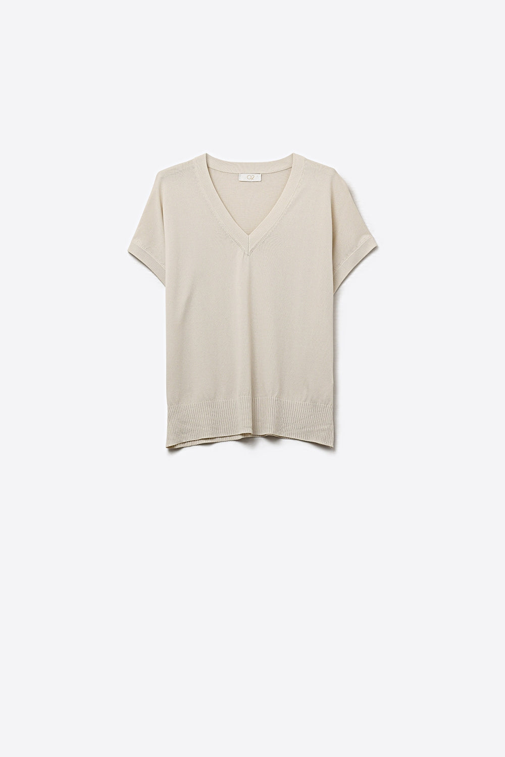 Q2 Maglione a maglia fine con scollo a V vestibilitˆ rilassata colore beige
