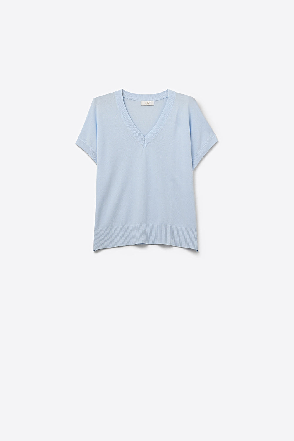 Q2 Maglione a maglia fine rilassato con scollo a V in azzurro