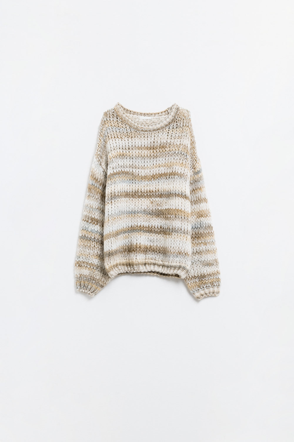 Q2 Maglione a maglia grossa con disegno marmorizzato in beige