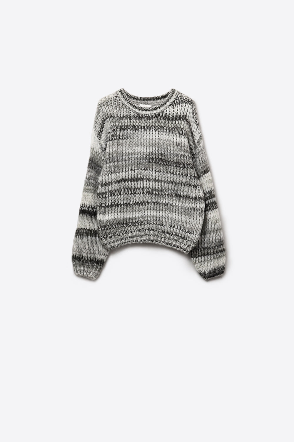 Q2 Maglione a maglia grossa con disegno marmorizzato in grigio