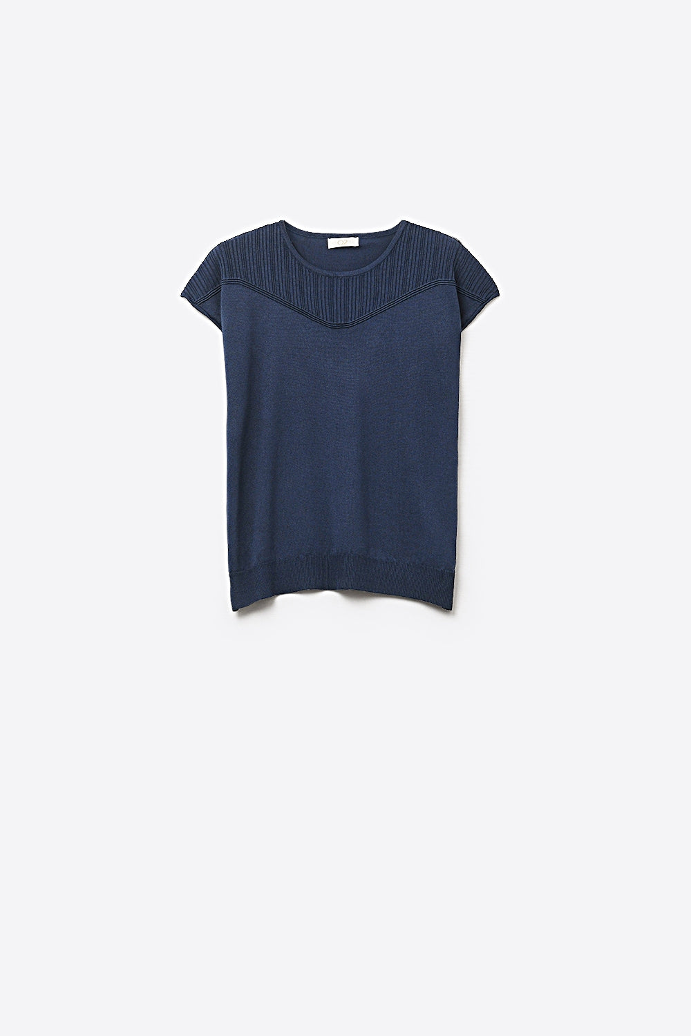 Q2 Maglione a maglia navy con dettaglio a coste e maniche a cappuccio