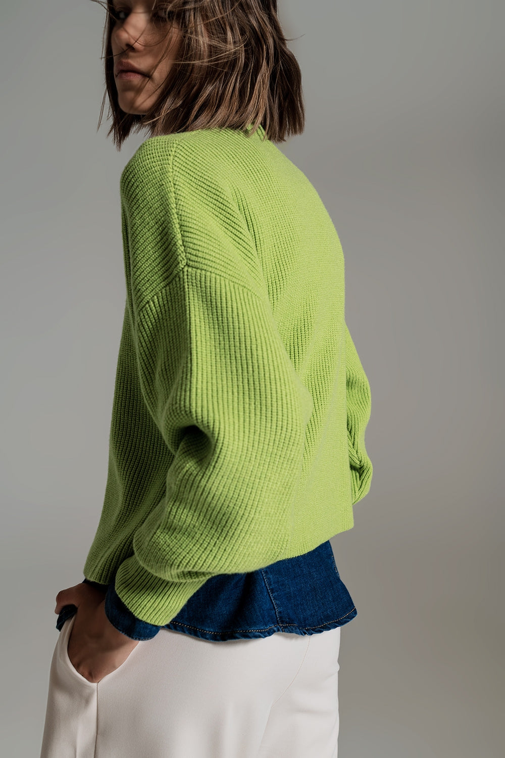 Maglione a maglia robusto e rilassato in verde