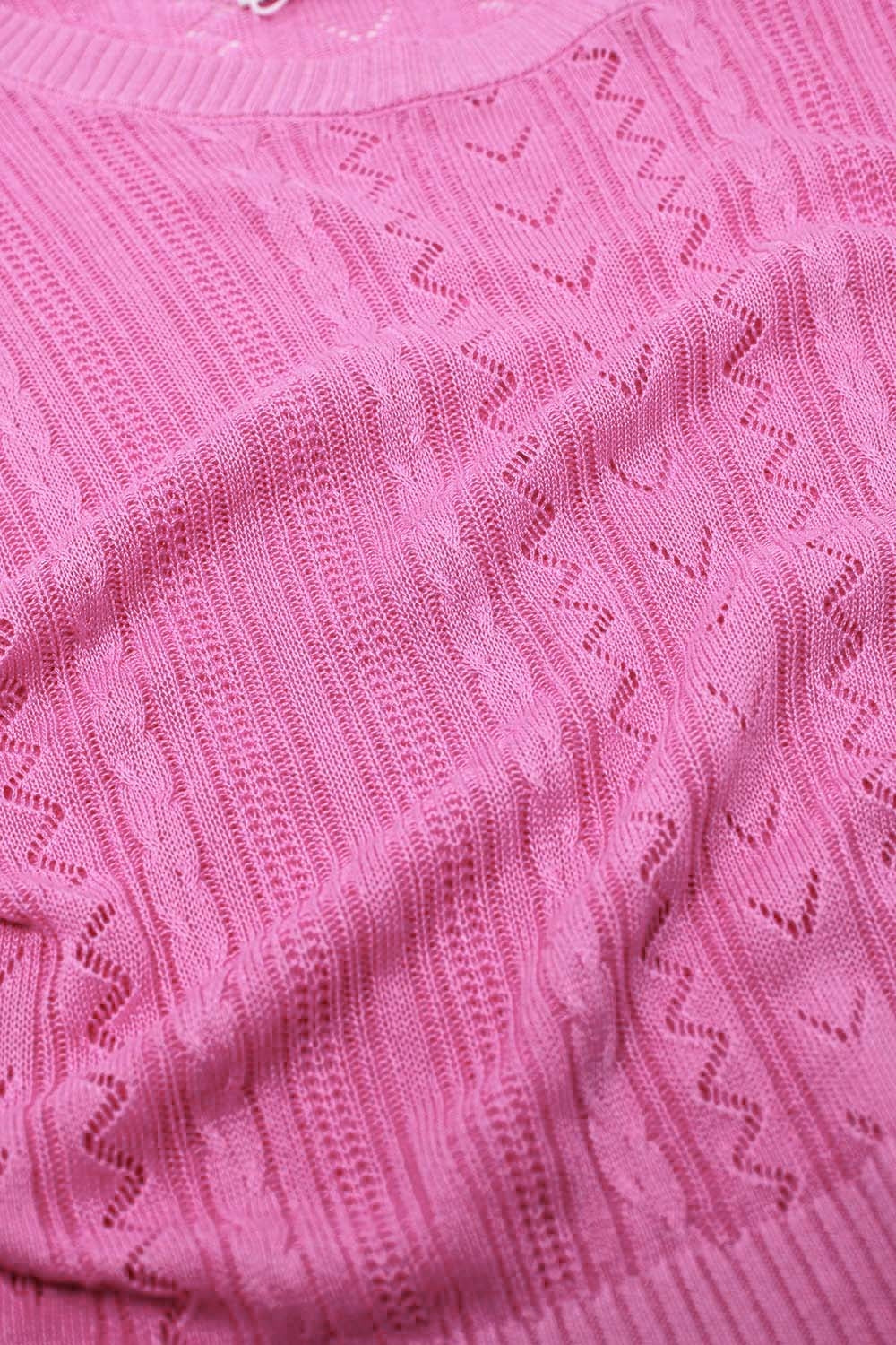 Maglione a maniche 3/4 in maglia fucsia con dettagli a righe zig zag
