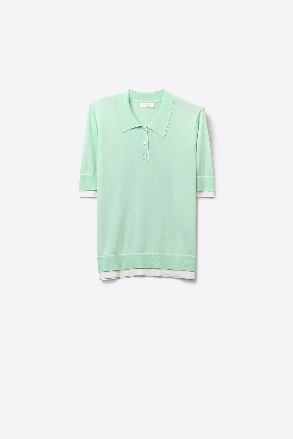Q2 Maglione a maniche corte in maglia Polo verde menta