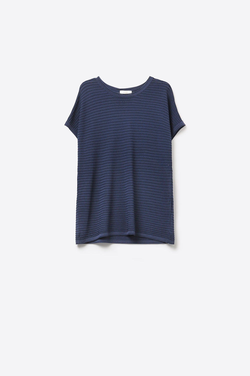 Q2 Maglione a maniche corte rilassato in blu navy con texture