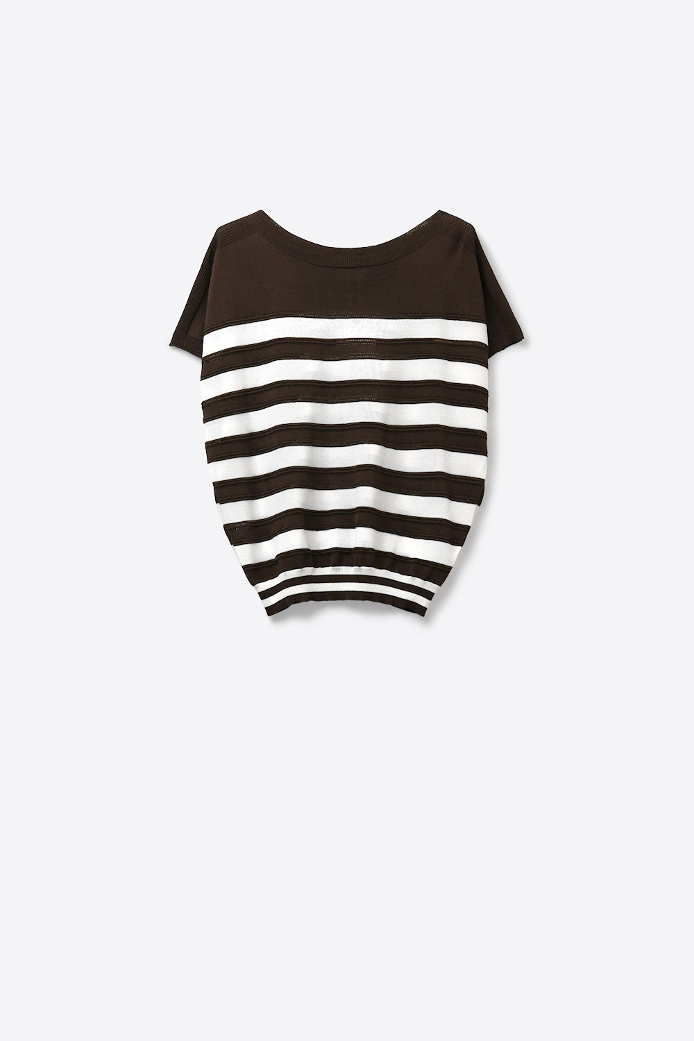 Q2 Maglione a righe in maglia a maniche corte marrone